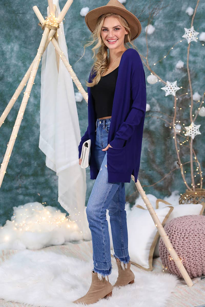 CWOSWL1827_LOOSE FIT WITH POCKET SWEATER CARDIGAN