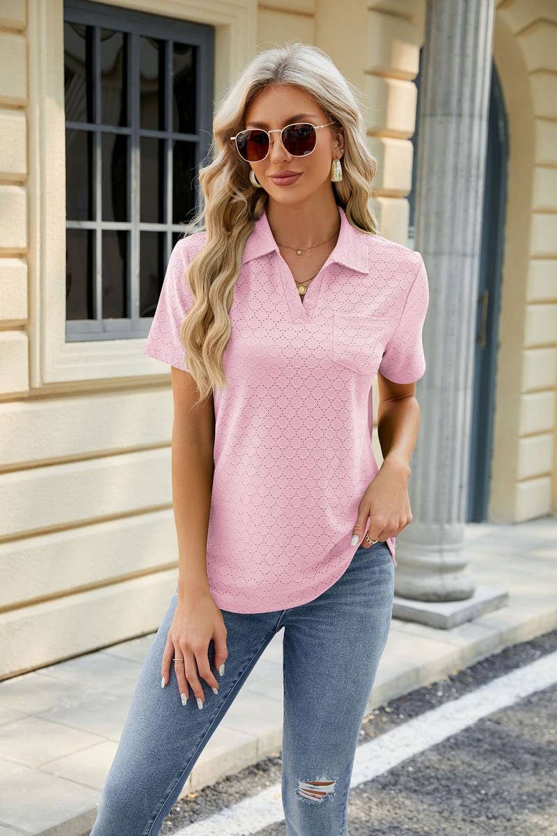 CWTTS0817_V-Neck Short Sleeve Knit Top