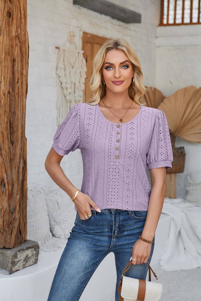 CWTTS00715_SUMMER SHORT-SLEEVED CASUAL CREW NECK TOP