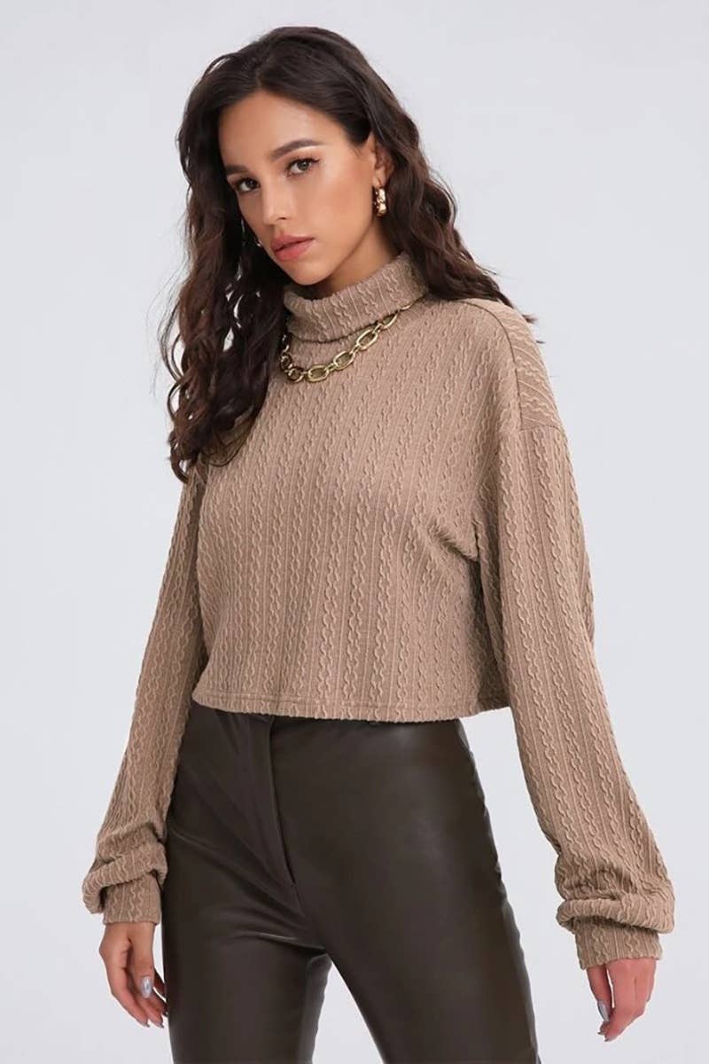 CWOSWL6267_SOLID COLOR TURTLENECK LONG-SLEEVED SWEATER