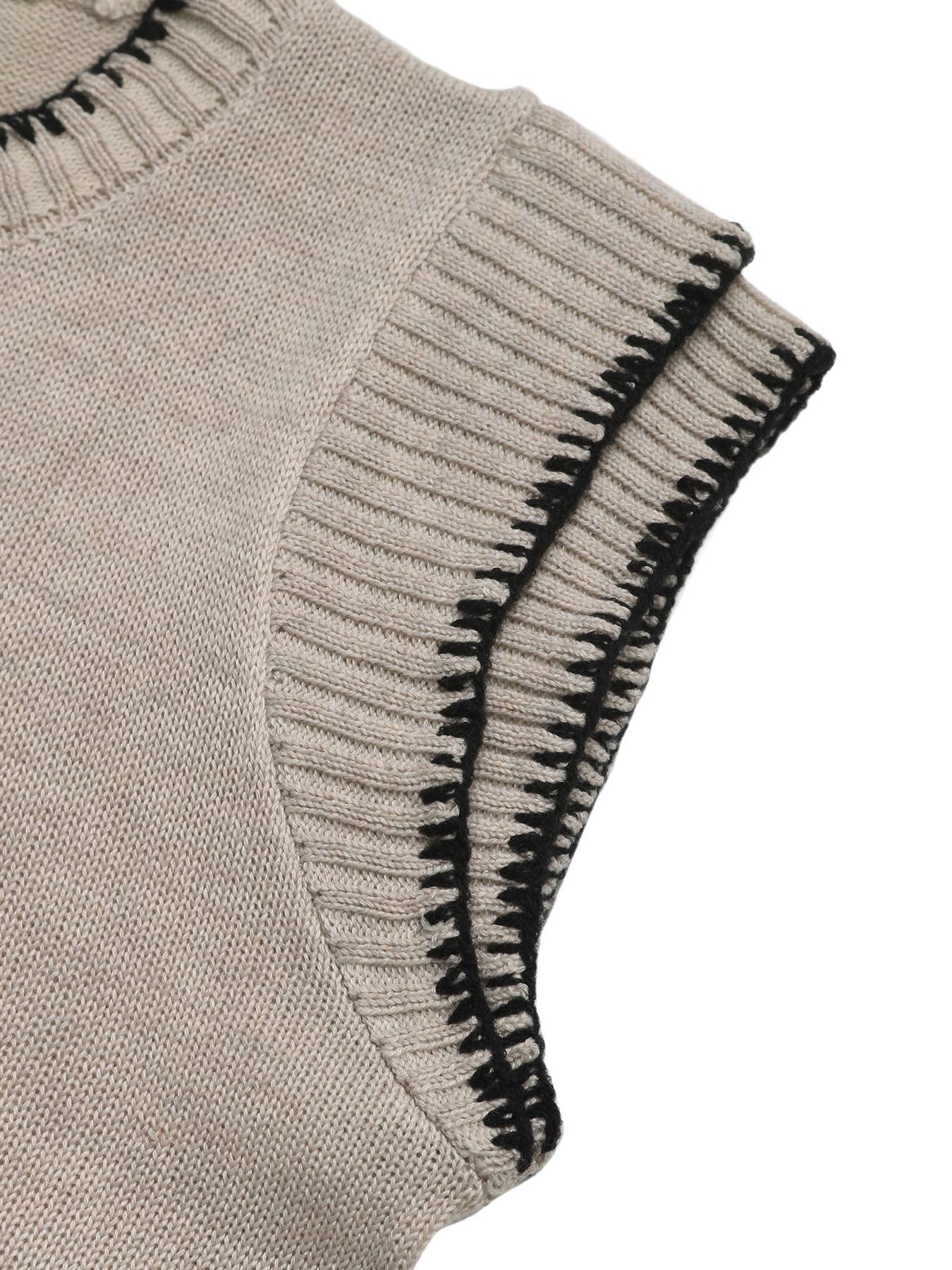 Color-Block Crochet Knit Vest Sleeveless Top