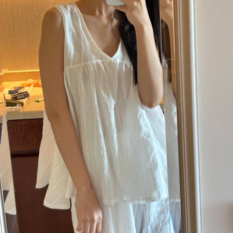 COTTON JACQUARD PYJAMAS TWO-PIECE SET