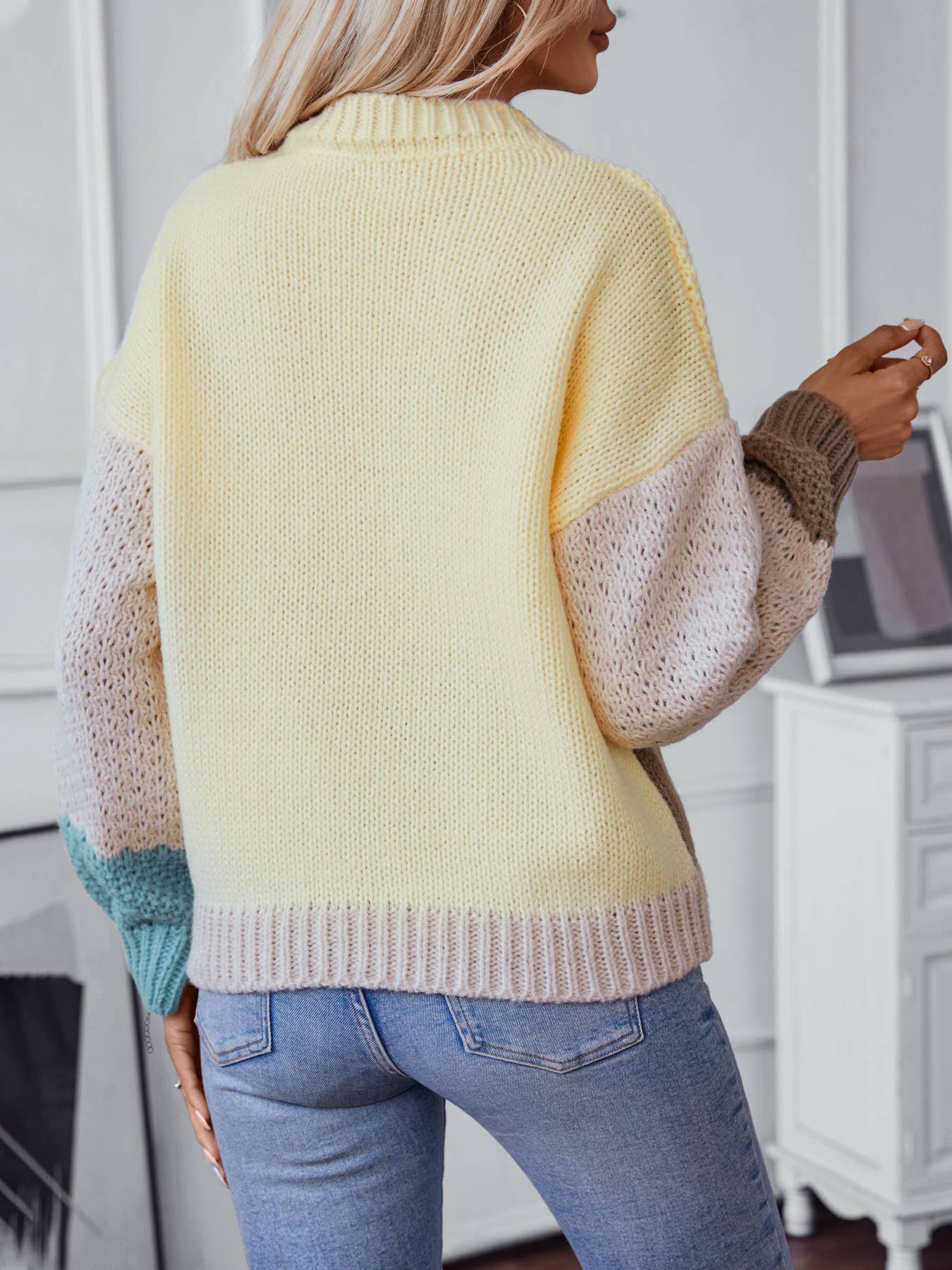 CASUAL CREW-NECK LONG-SLEEVED SWEATER TOP