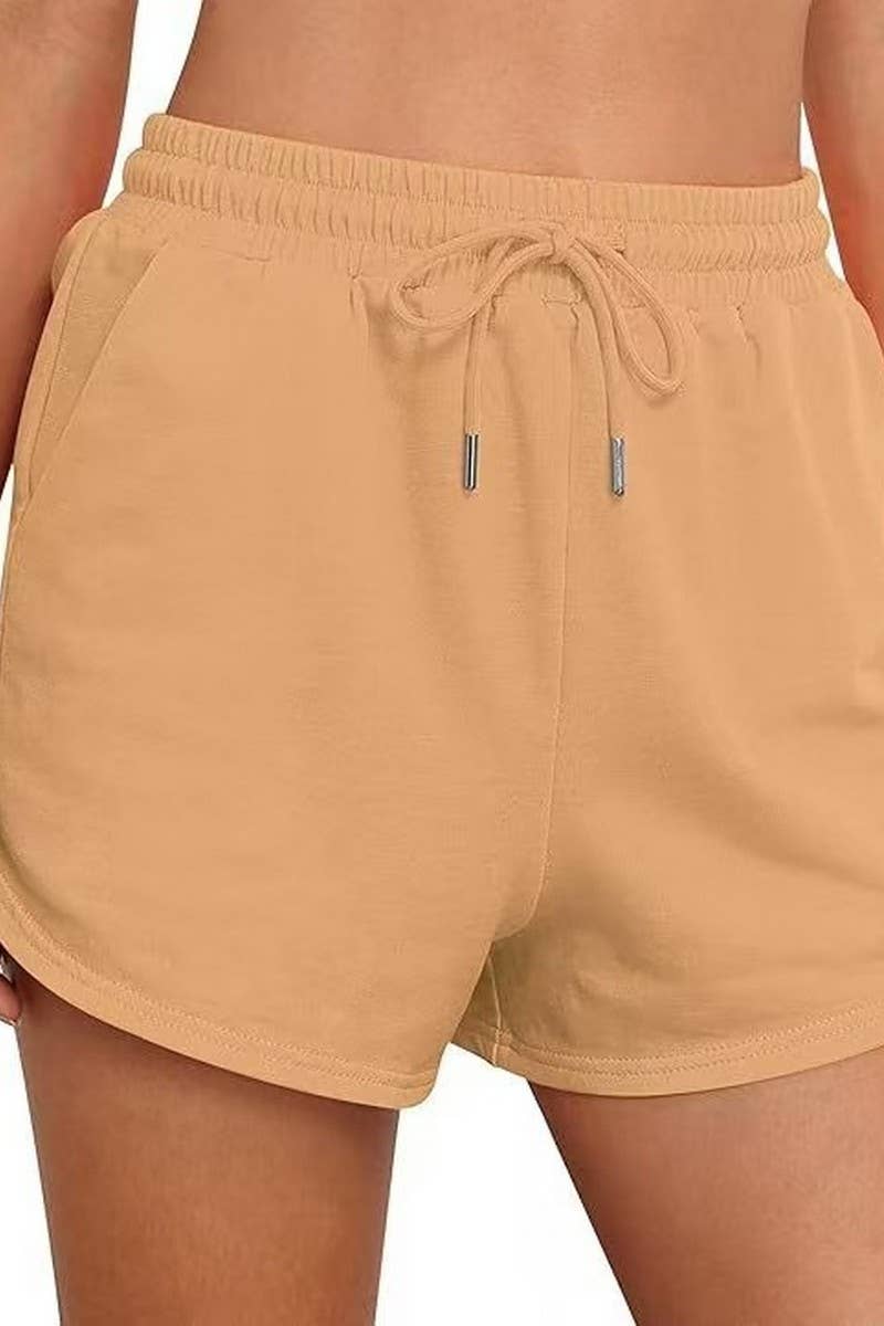 CWBSP0567_SOLID COLOR DRAWSTRING POCKET ATHLETIC SHORTS