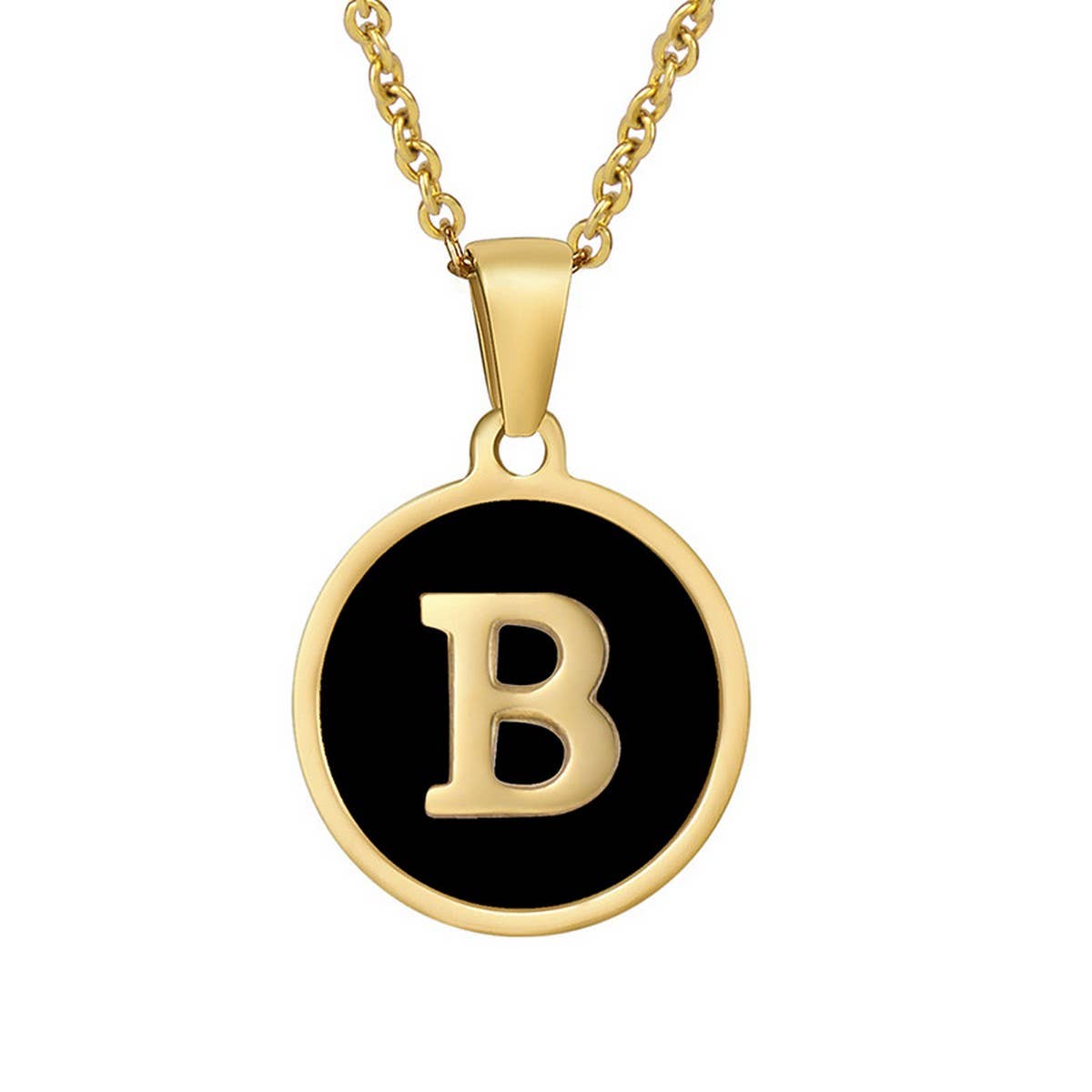 CIRCULAR SHELL ENGLISH LETTER PENDANT NECKLACE