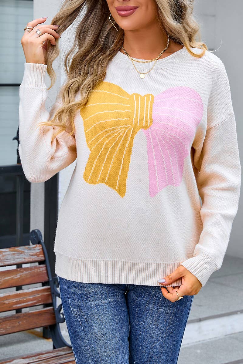 CWOSWL3101_BOW COLORBLOCK PULLOVER SWEATER
