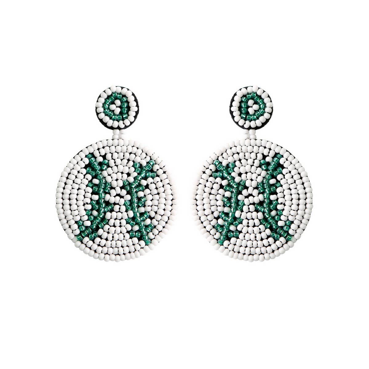 HAND BEADED VINTAGE FOOTBALL STUD EARRINGS_CWAJE1658
