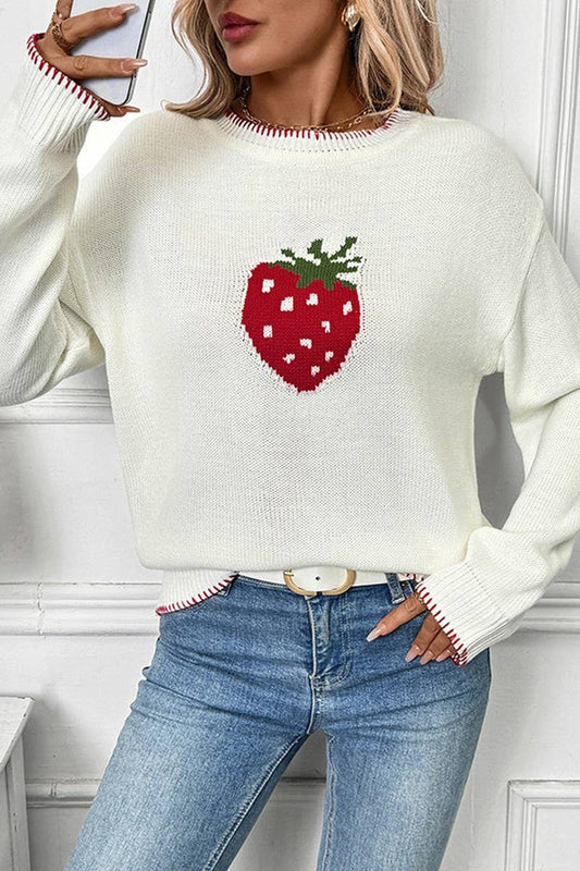 CWOSWL6911_CREW NECK STITCH DETAIL PULLOVER SWEATER