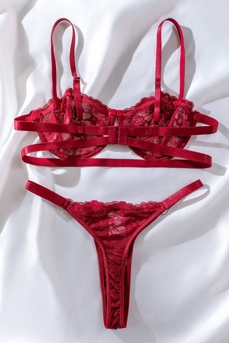 CWSS1199_LACE MESH SEE-THROUGH SEXY LINGERIE 2-PIECE SET