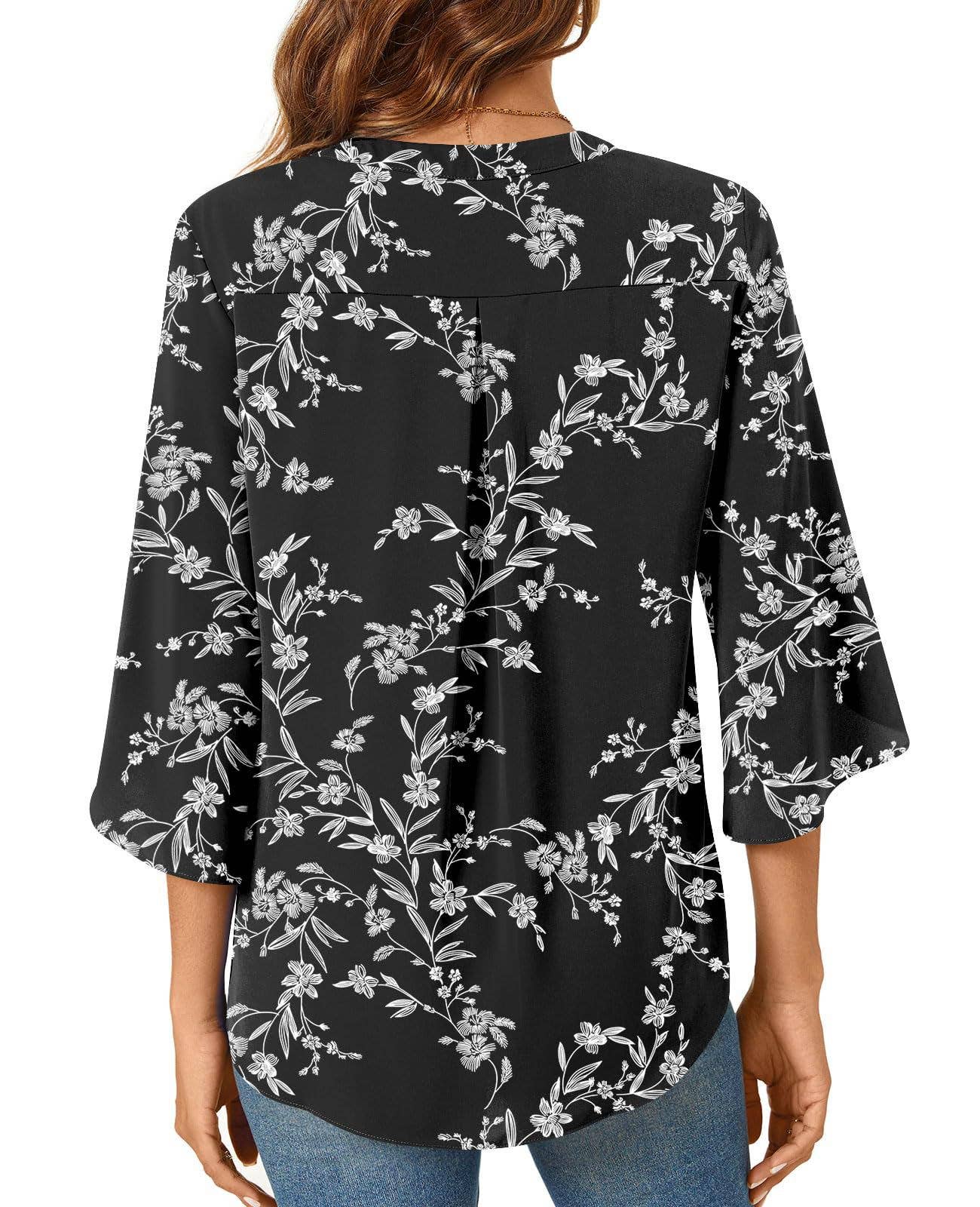 CASUAL LOOSE V-NECK MID-SLEEVE T-SHIRT