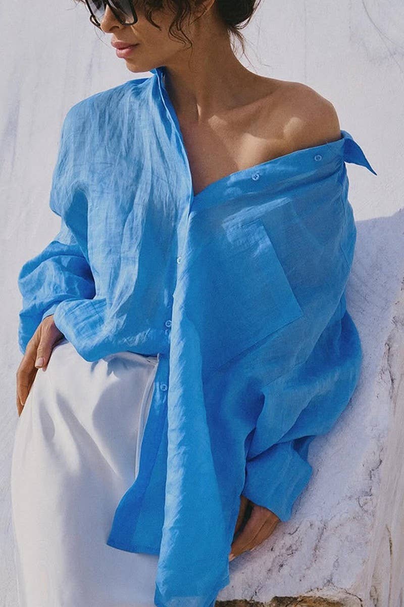 CWTBLL554_SEMI-TRANSPARENT LONG-SLEEVED TENCEL SHIRT