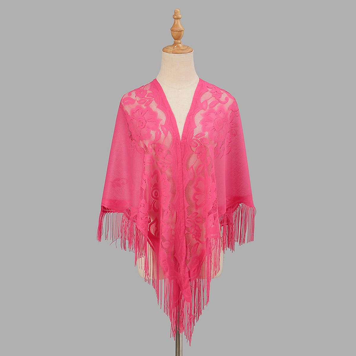 Breathable Tassel Triangle Scarf - Hollow Knit Wrap_CWMM1993