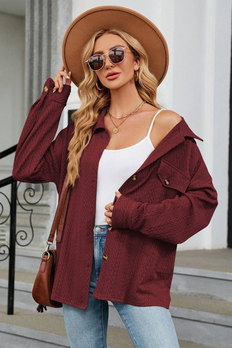 CWTSTL2218_LAPEL BUTTON DOWN LONG SLEEVE SHIRT TOP