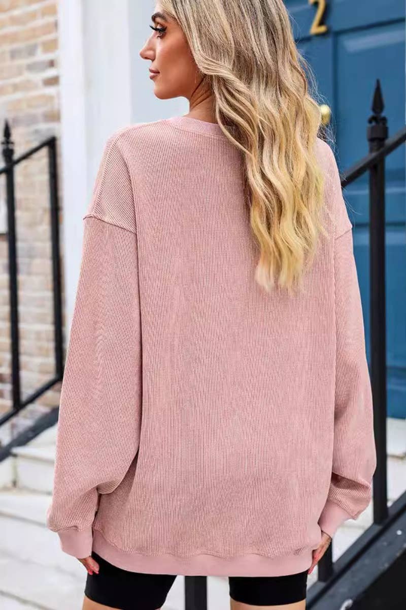 CWOSWL6662_FALL KNIT CREW NECK LONG-SLEEVED SWEATER