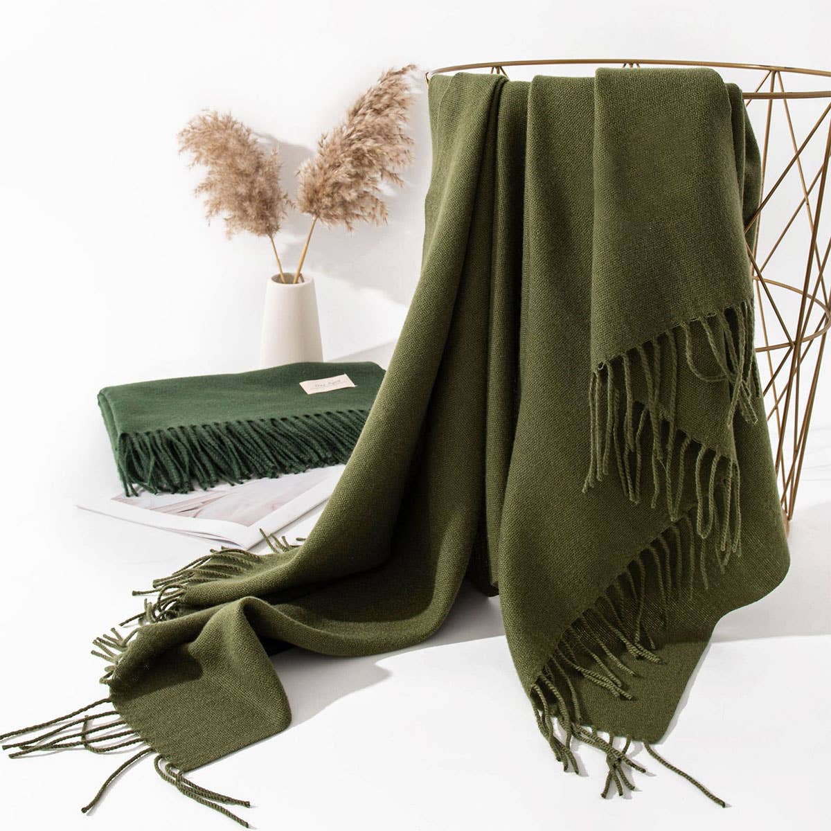 Cozy Solid Color Winter Scarf with  for Women