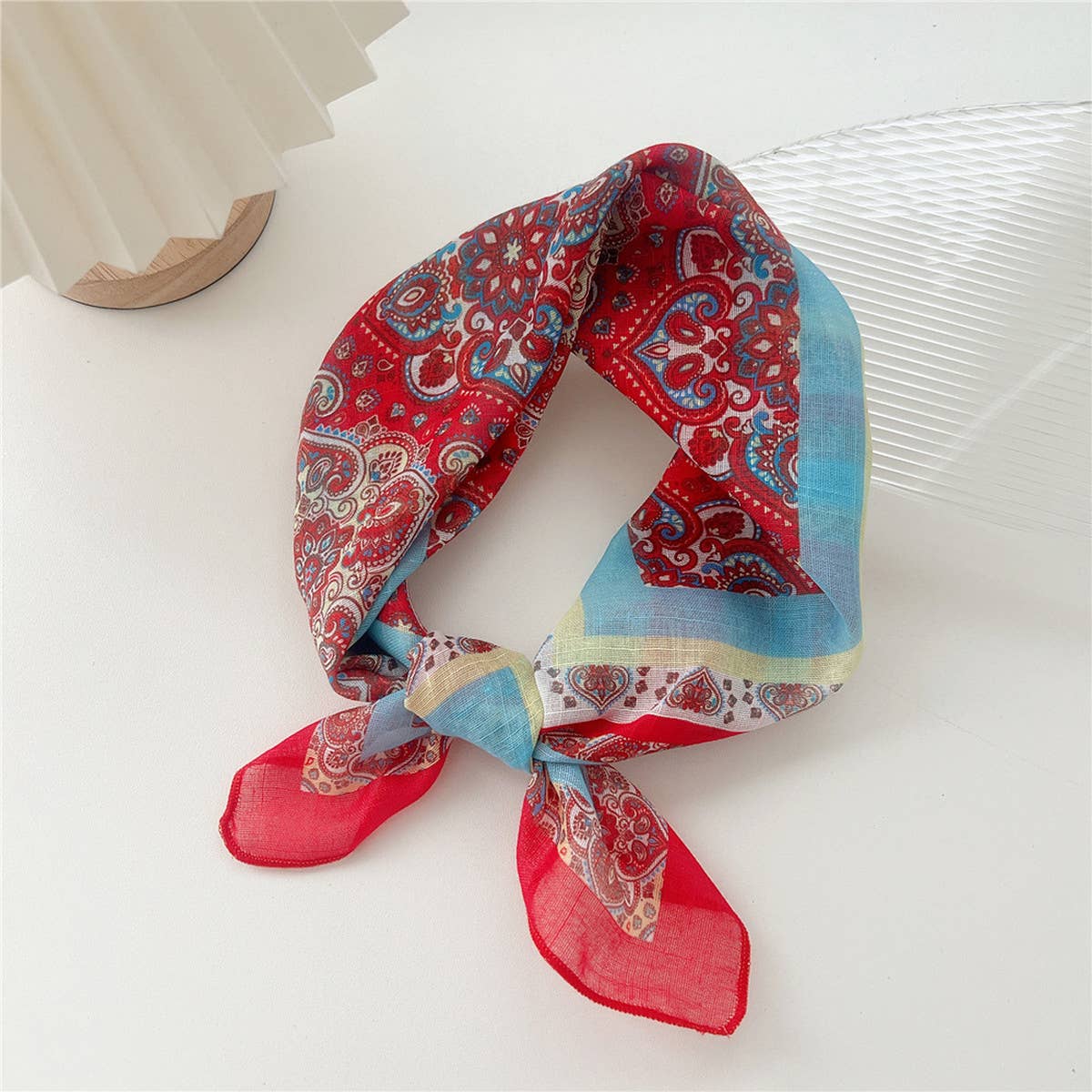 Cotton Linen Square Scarf - Breathable Neck Wrap