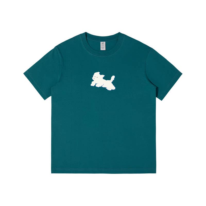 CWTTS0927_LITTLE WHITE DOG PRINT CREW NECK SHORT SLEEVE