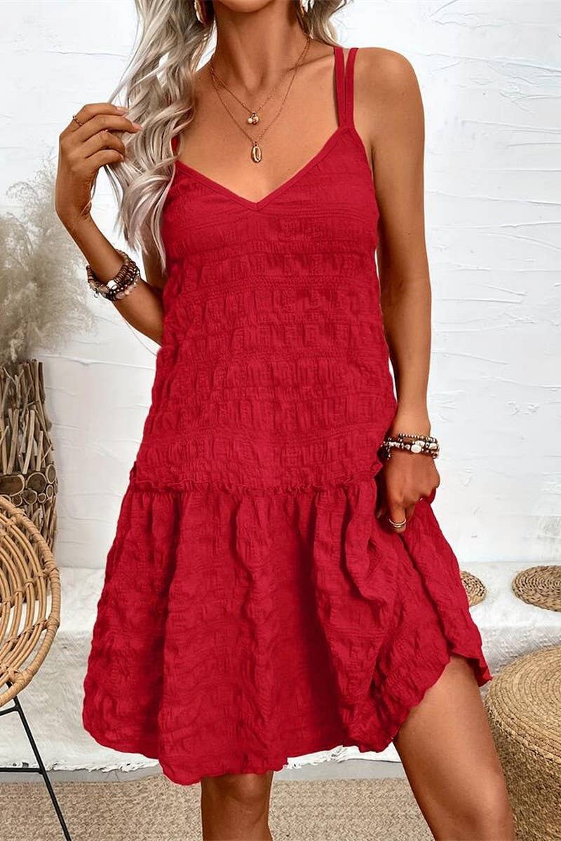 CWDHL0771_SOLID COLOR ELEGANT ROMANTIC SUSPENDER SKIRT