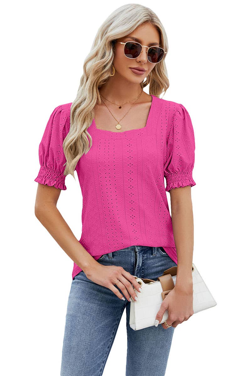 CWTBLS0295_Sweetheart Neck Shirt Sleeve Top