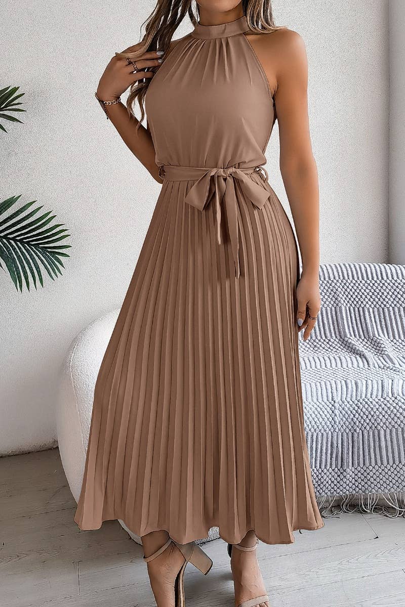 CWDMD2687_SUMMER SLEEVELESS SKIRT WITH WAIST PLEATED