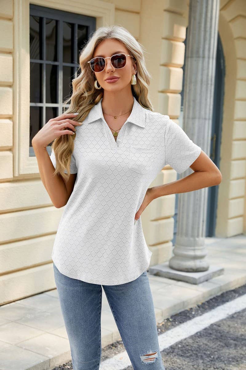 CWTTS0817_V-Neck Short Sleeve Knit Top