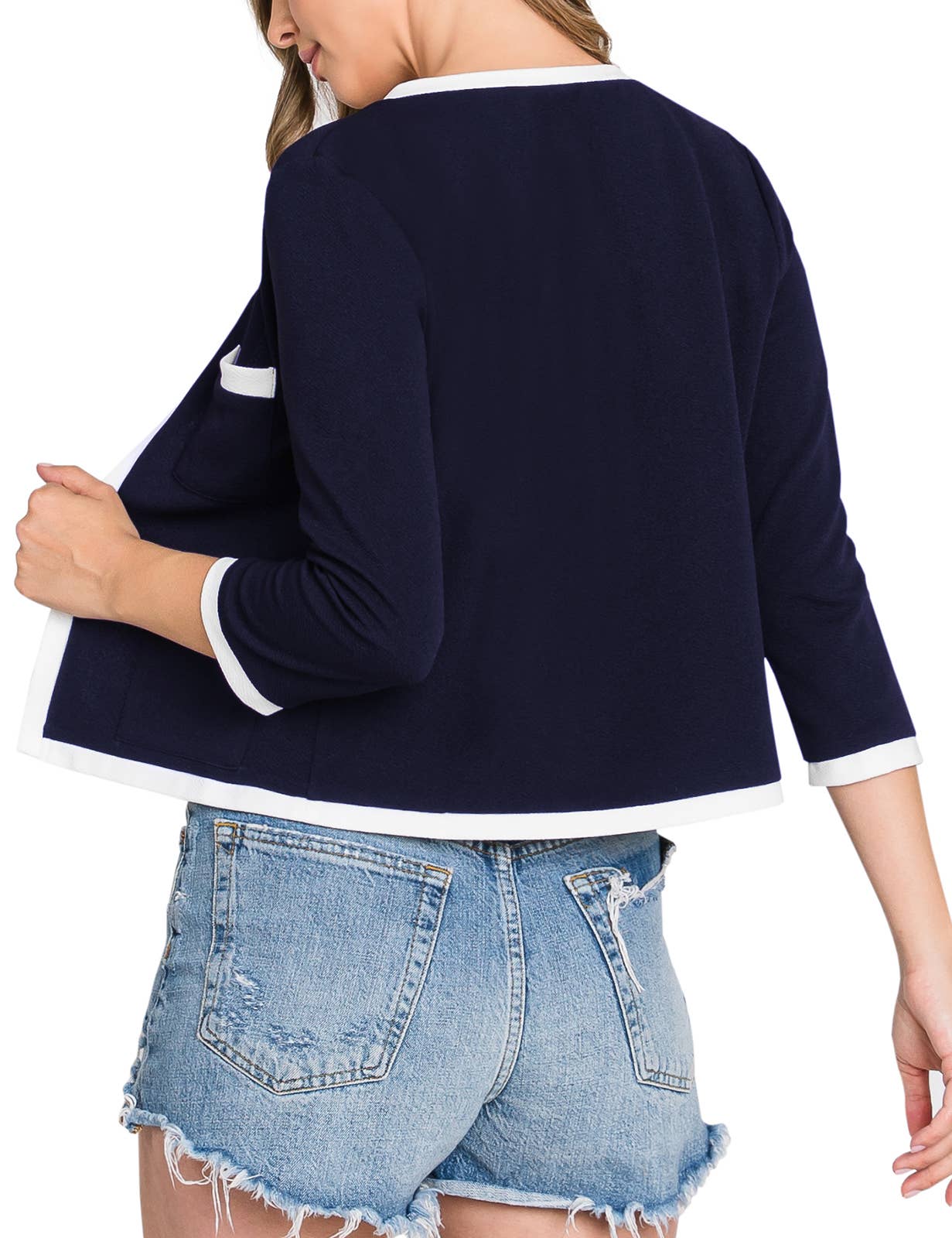 CWOBL103_3/4 Sleeve Bolero Open Front Cardigan