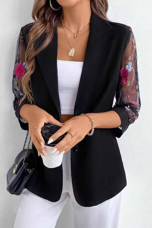 CWOJA1738_SUMMER TEMPERAMENT COMMUTING LACE SMALL SUIT