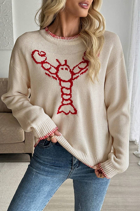 CWOSWL6909_COLORBLOCK ANIMAL GRAPHIC CREWNECK SWEATER