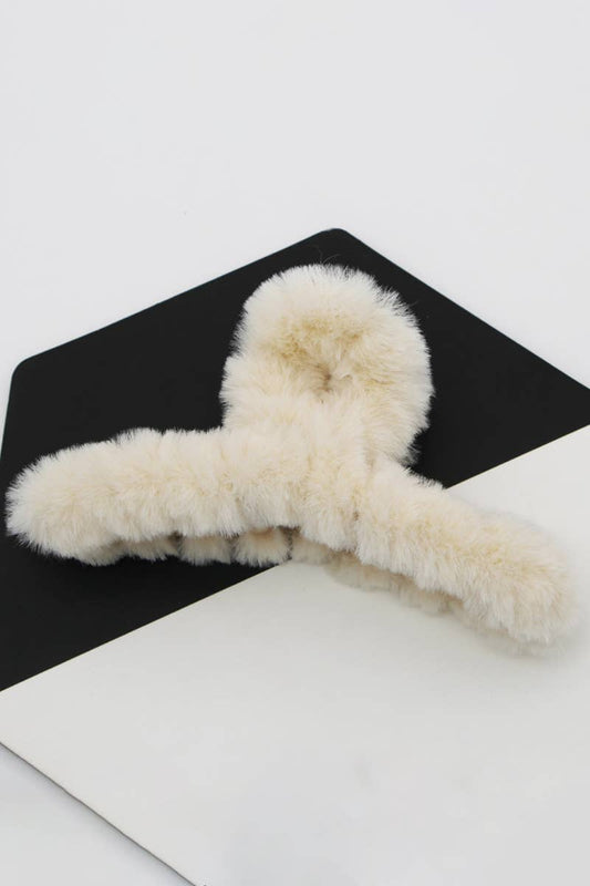 MULTICOLOR FAUX RABBIT FUR HAIR CLAW CLIP TWIST_CWAHA0153