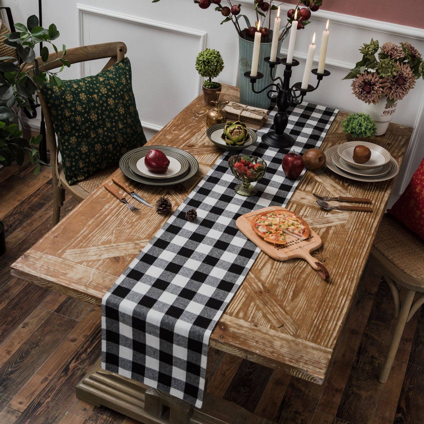 PLAID PATTERNED KITCHEN TABLE RUNNER_CWMM0031