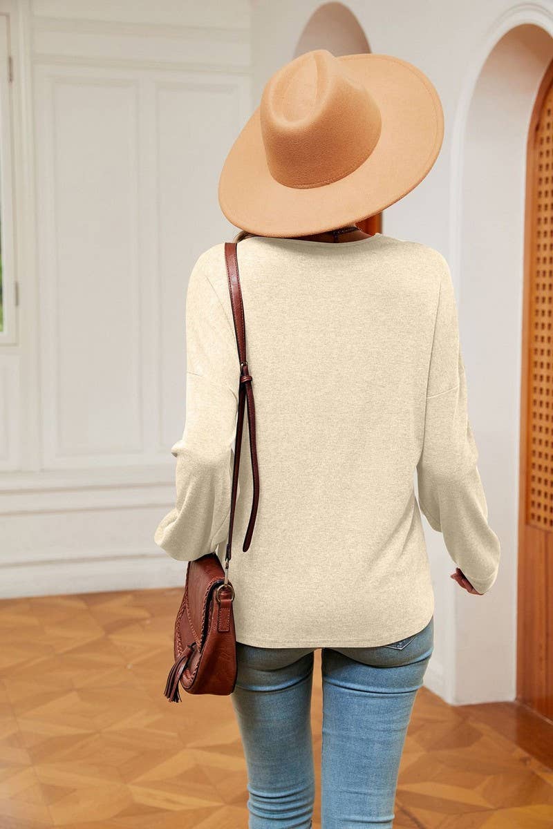 CWTBLL2393_LONG SLEEVE LACE V-NECK SOLID COLOR T-SHIRT TOP