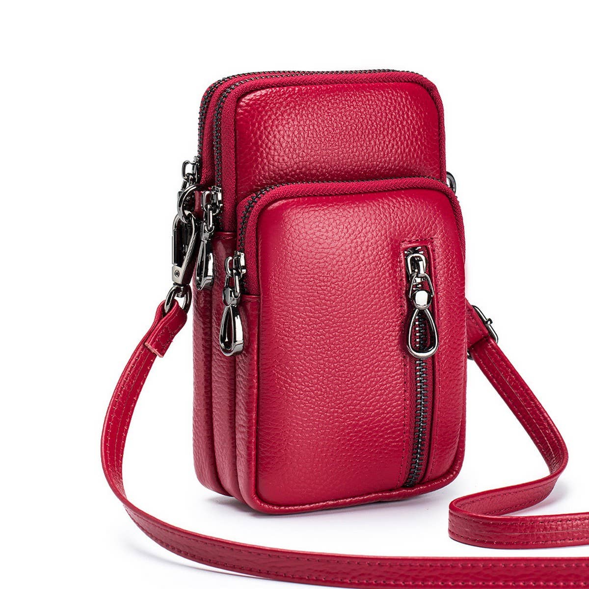 Stylish Leather Multi-Zip Handbag_CUAB00371