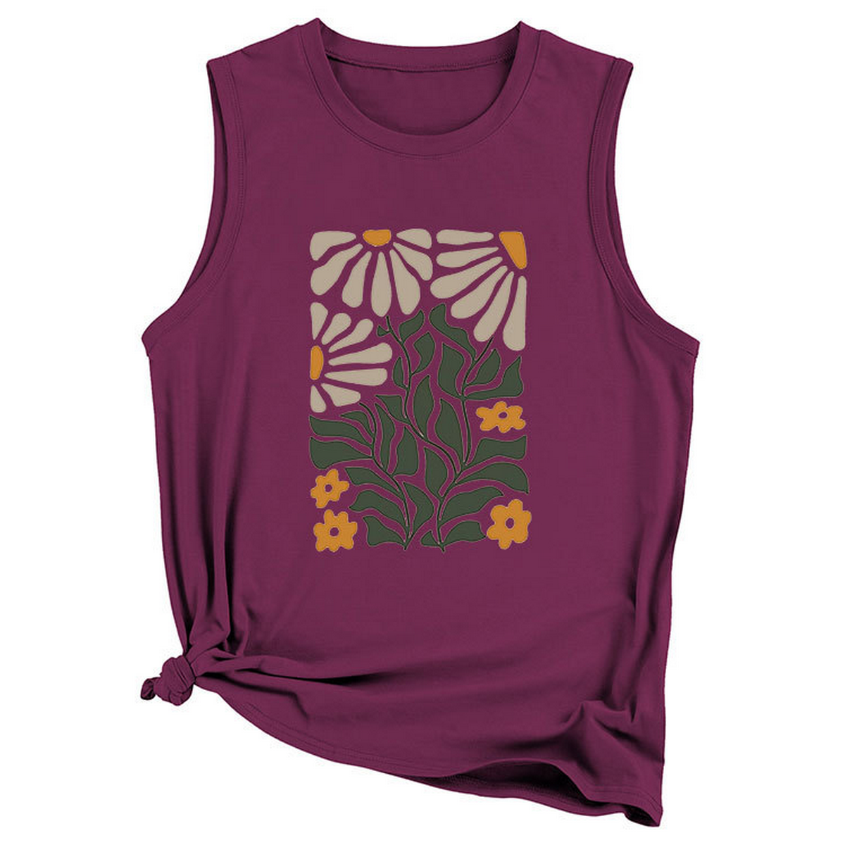ntage Yellow Flower Vest for Women, Sleeveless_CWTTSL0414