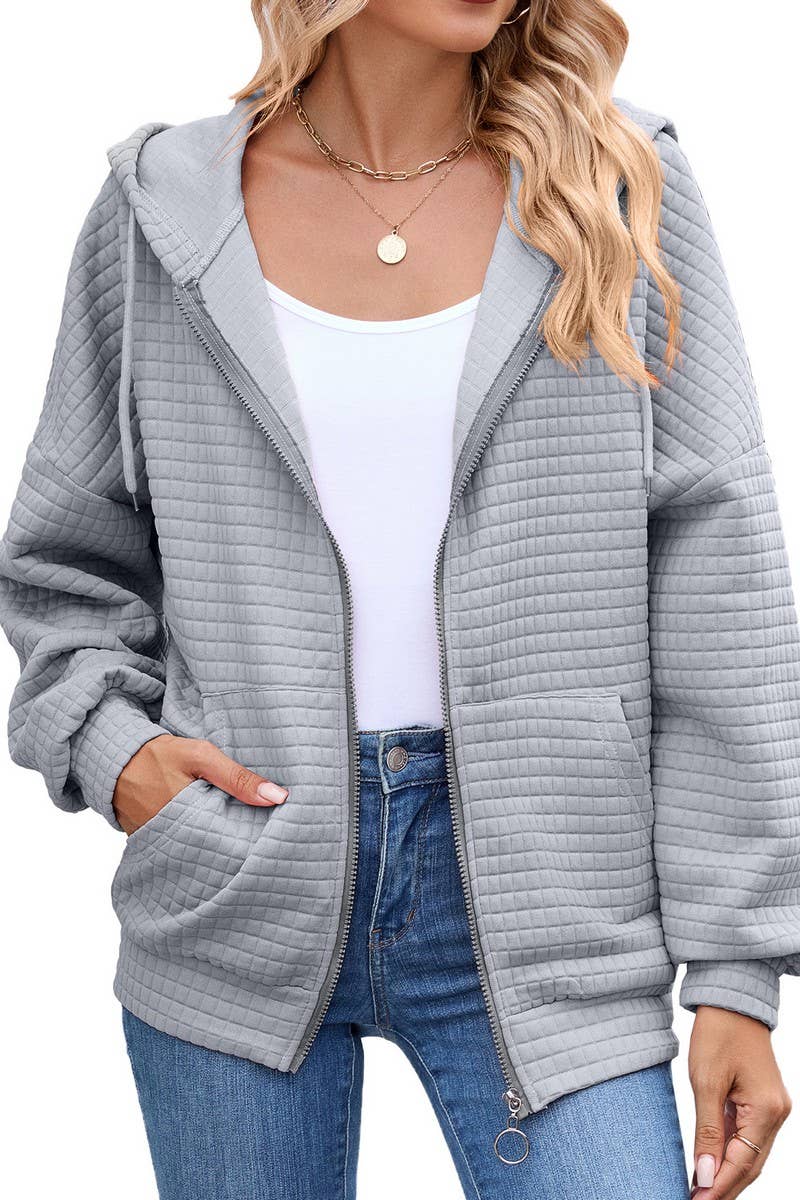 CWOHOL00660_SOLID COLOR ZIP-UP HOODED SWEATSHIRT JACKET