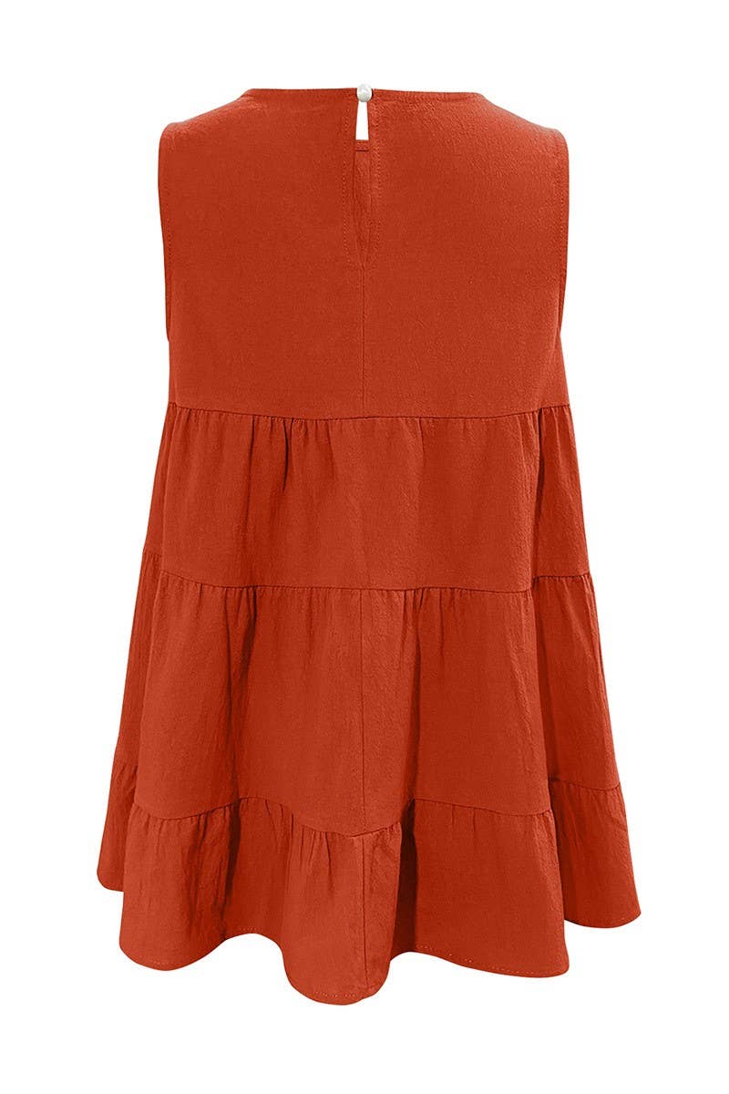 CWTBLS1597_LOOSE ROUND NECK SLEEVELESS VEST WITH LARGE SWING