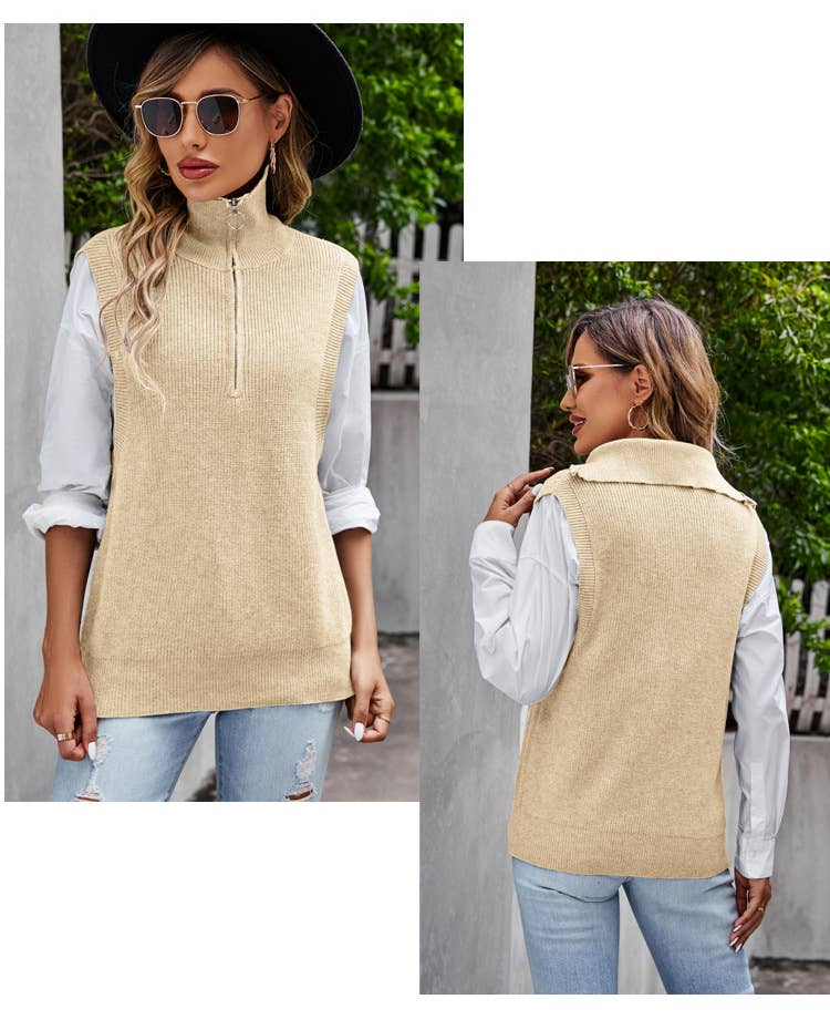 DESIGN SLEEVELESS VEST WITH LOOSE PULLOVER