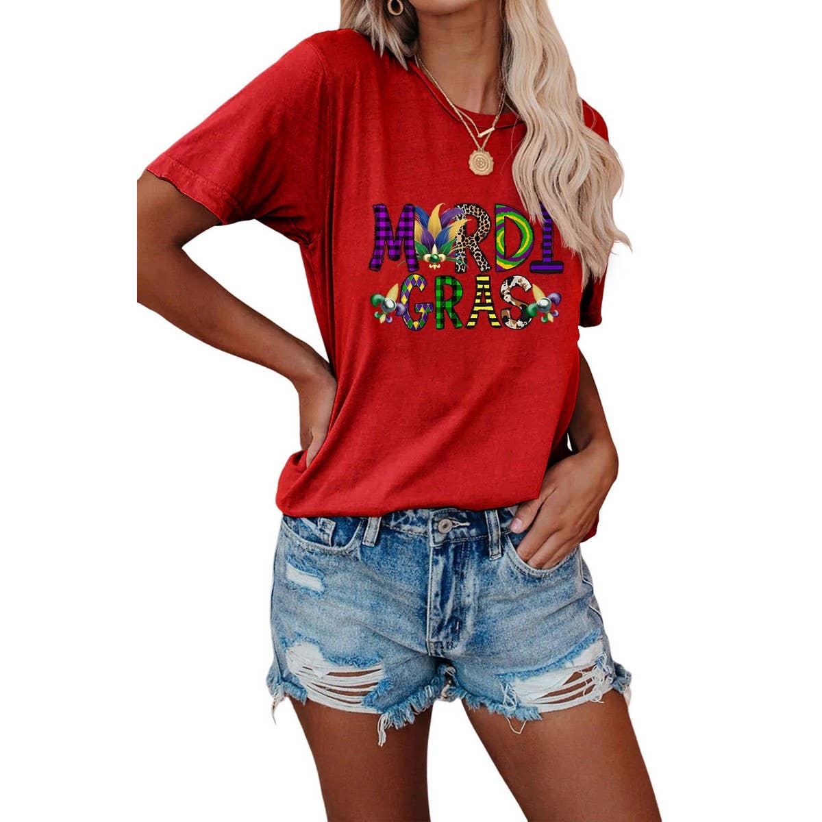 EASTER LOOSE PRINT ROUND NECK PULLOVER T SHIRT_CWTTS0798