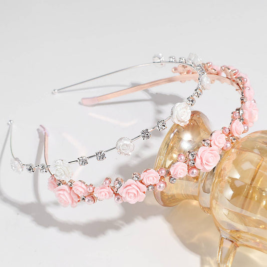 IMITATION PEARL RHINESTONE ROSE HEADBAND