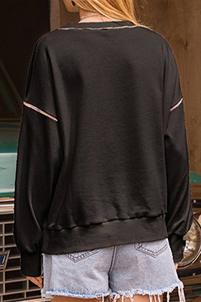 CASUAL STYLE PULLOVER WITH COLOR TRIM HOODIE