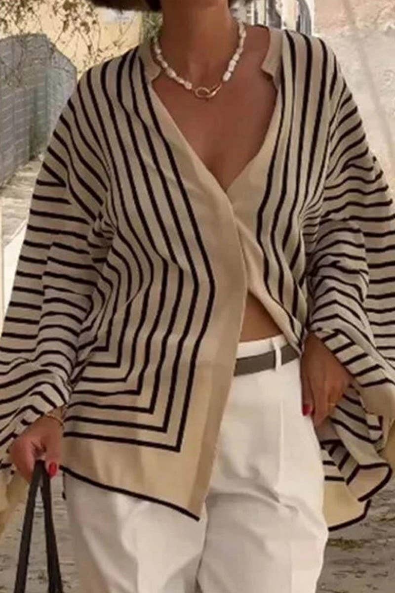 CWTBLL3843_STRIPED LOOSE FIT LONG SLEEVE BUTTON DOWN SHIRT