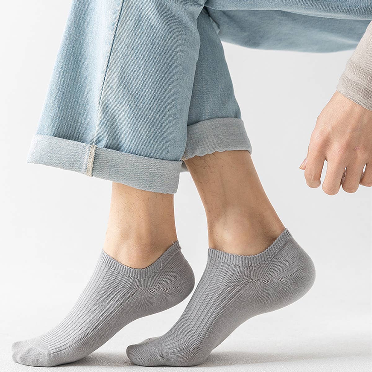 CWMS2465_SUMMER STRIPED SHALLOW INVISIBLE BOAT SOCKS