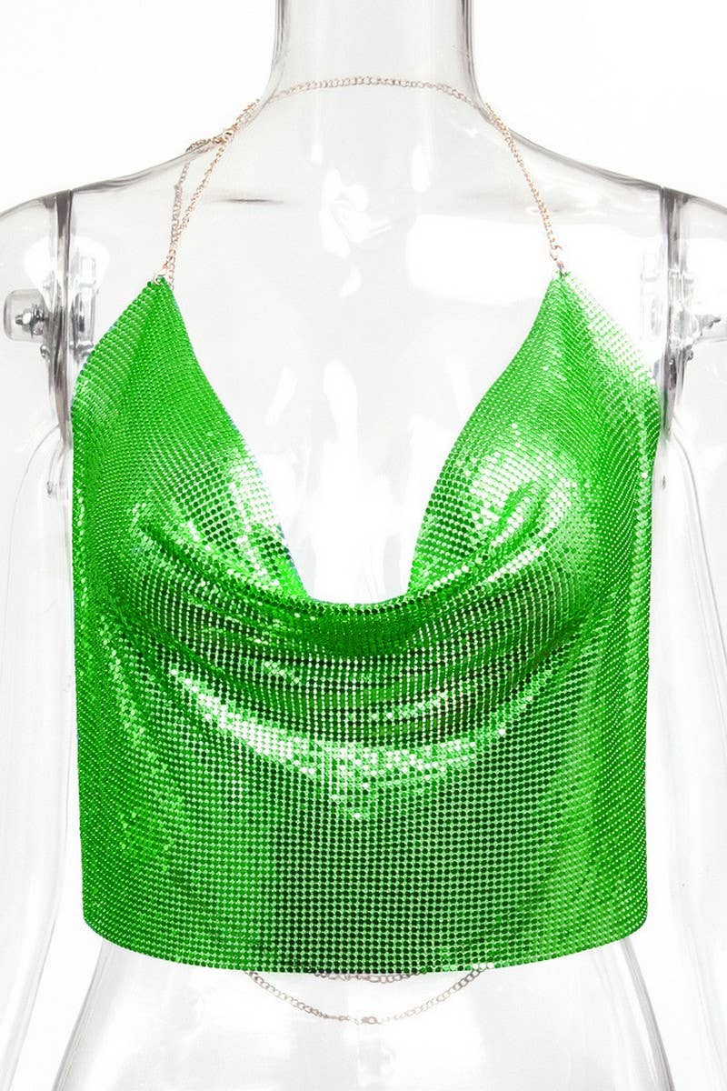 CWTTSL0402_DEEP V HOLLOW SEQUIN SEXY SWIMSUIT BACKLESS TOP