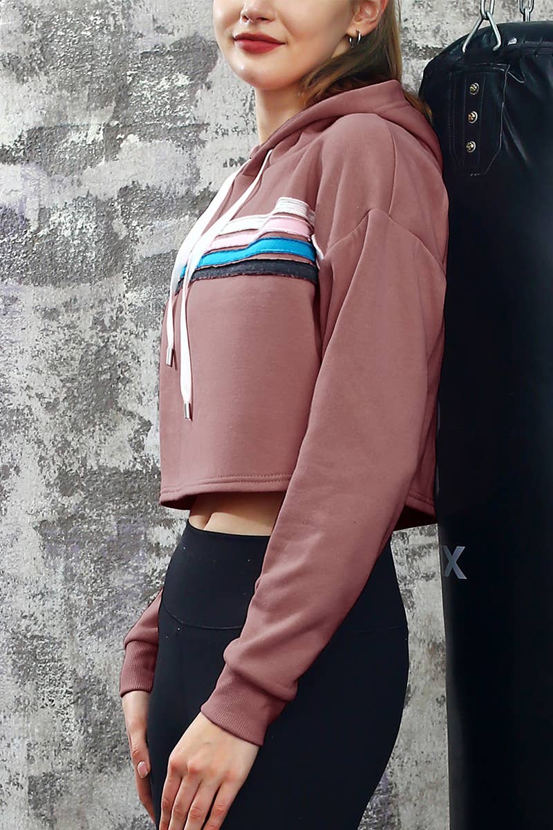 CWOHOL426_Lightweight Pullover Hoodie Cropped Sweatshirt