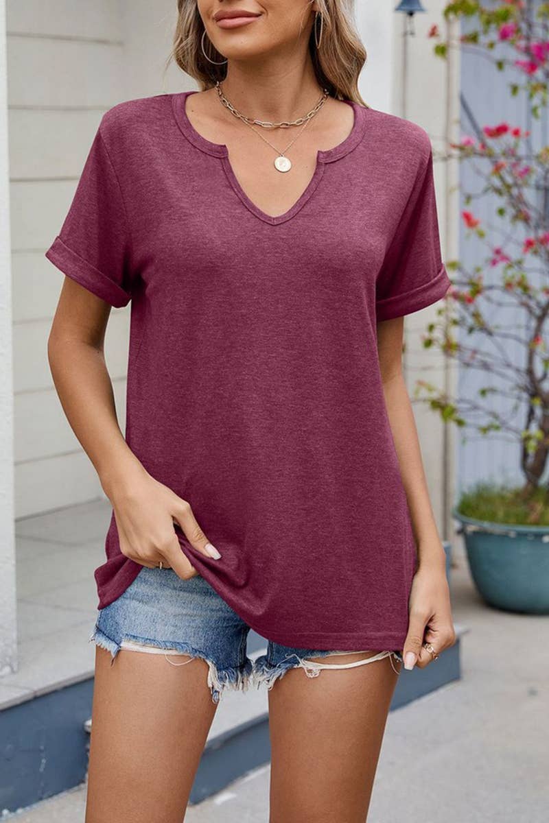 CWTTS1339_SUMMER NEW V-NECK LOOSE SHORT-SLEEVED T-SHIRT