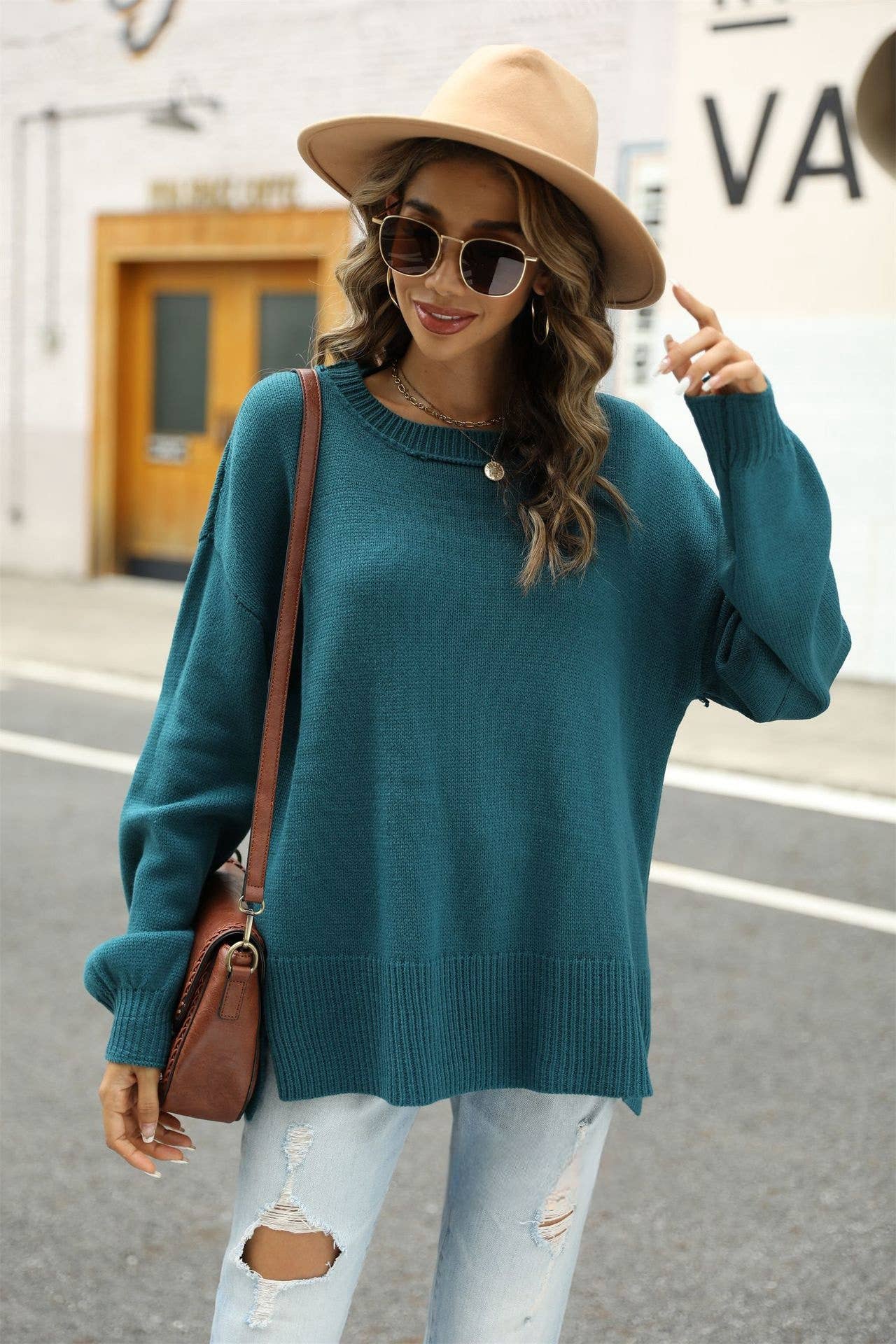 CWOSWL1056_Crew Neck Long Sleeve Pullover Sweater