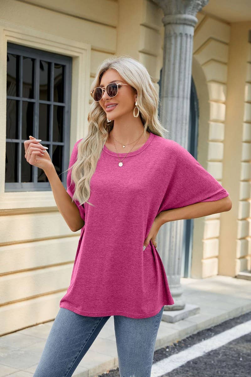 CWTTS1083_ROUND NECK SHORT SLEEVE BAGGY TOP