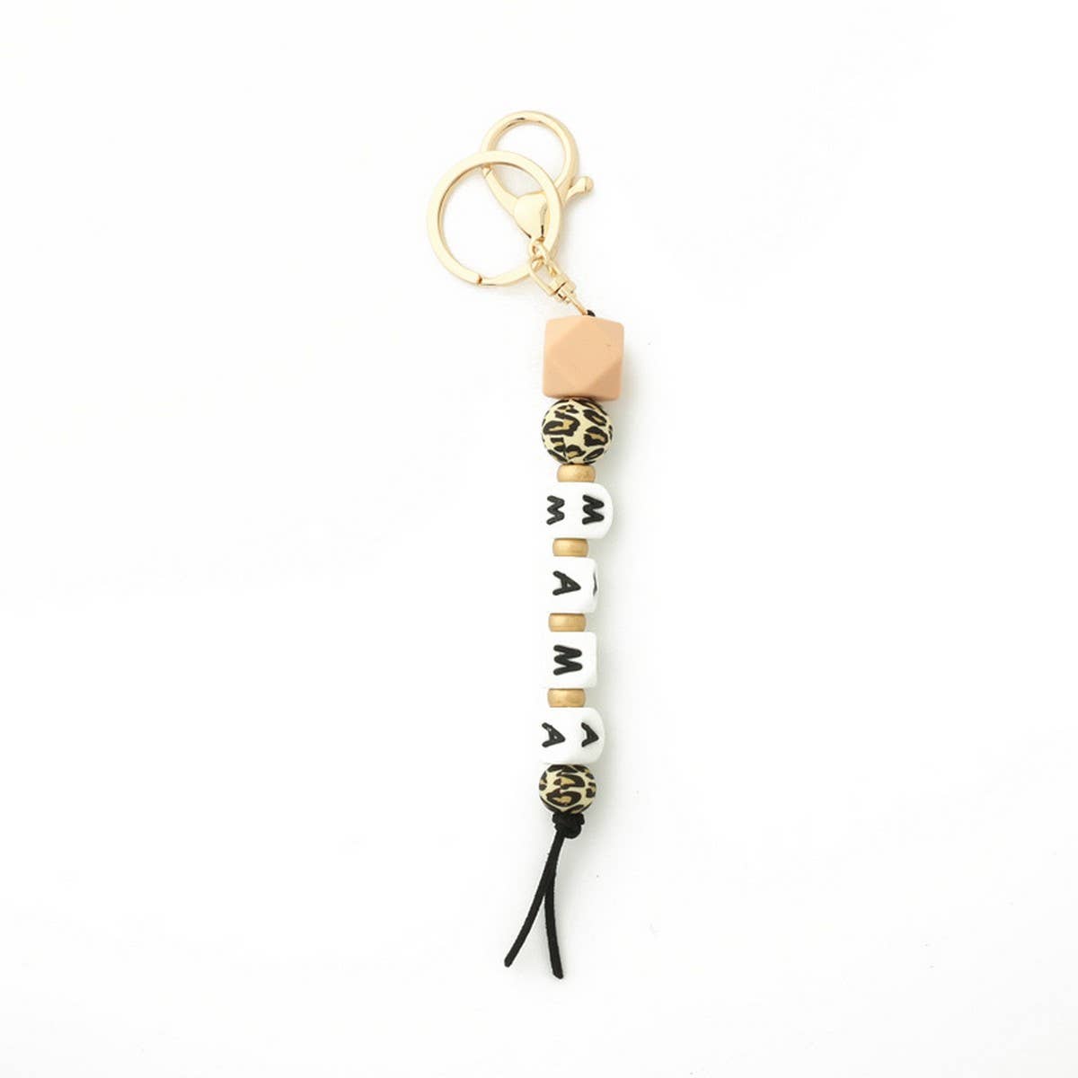 Silicone Bead Keychain with Letter and Wooden Disc_CWAB5106