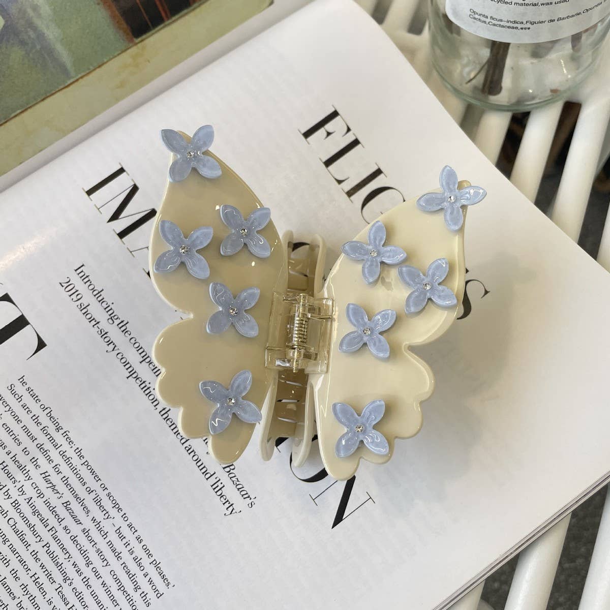 3D Butterfly Acetate Hair Claw, Floral Clip_CWASC1595