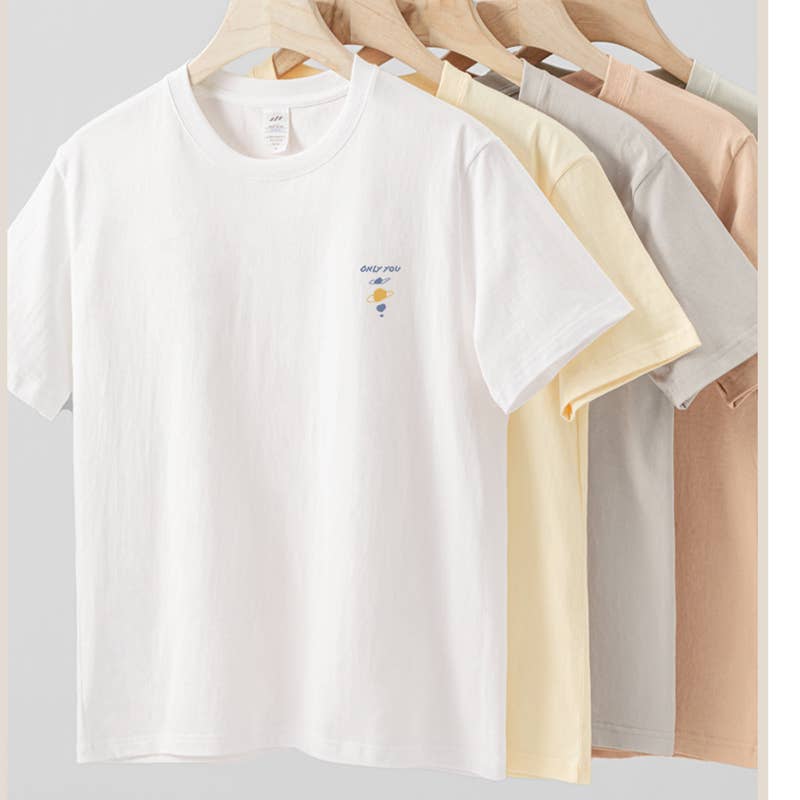 CWTTS0952_ASTRONAUT PRINT CASUAL LOOSE CREW NECK T SHIRT