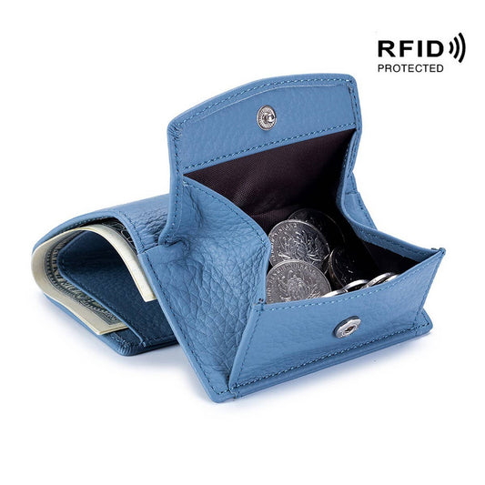SHORT RFID COIN POCKET WALLET MINI LEATHER WALLET_CWAB3700